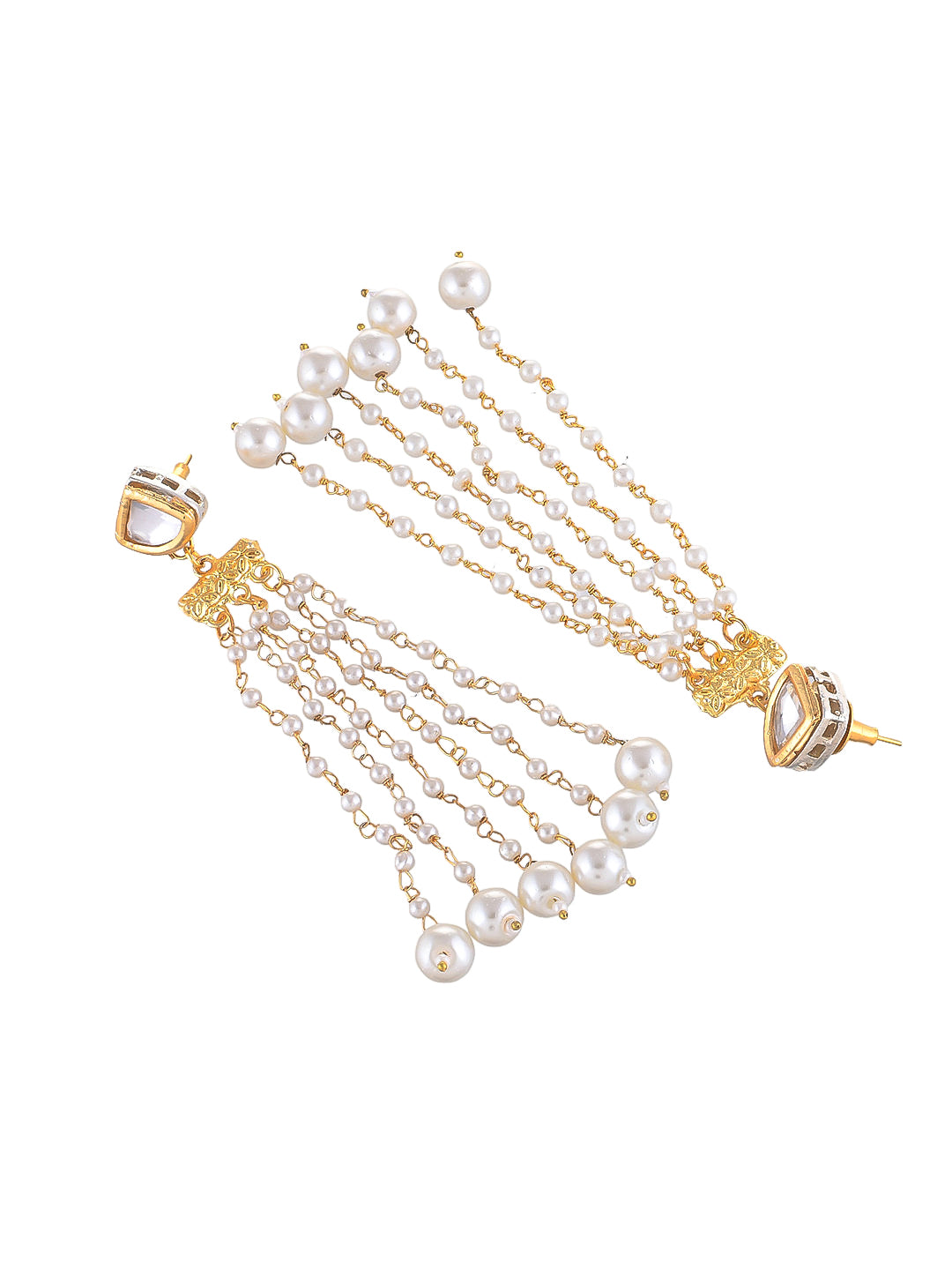 Gold and Pearl Chandelier Earrings For Women