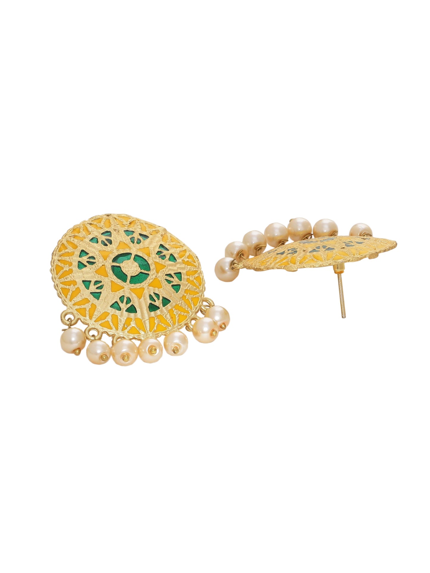 Pearl Stone Gold Stud Earrings For Women/girls