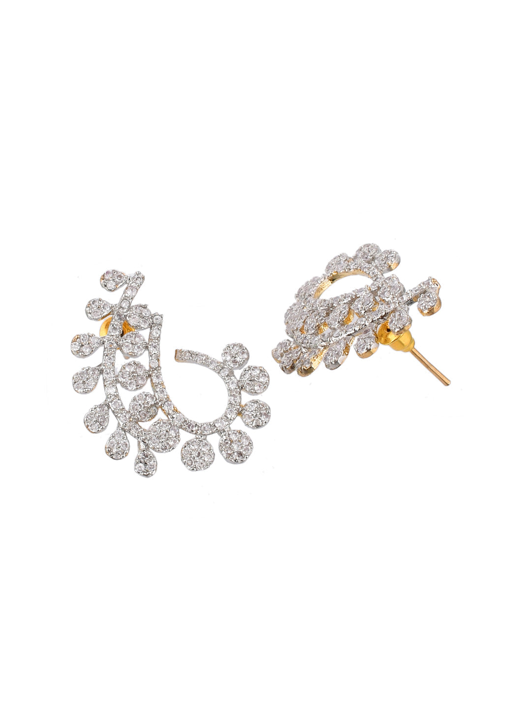 Half hoop stud american diamond earrings