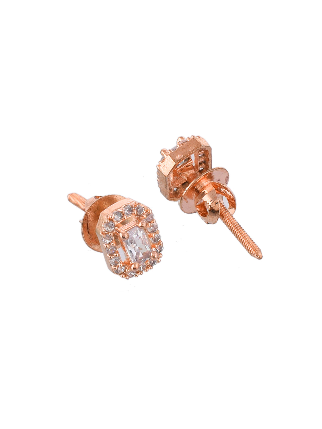 Rose Gold American Diamond Stud Earring