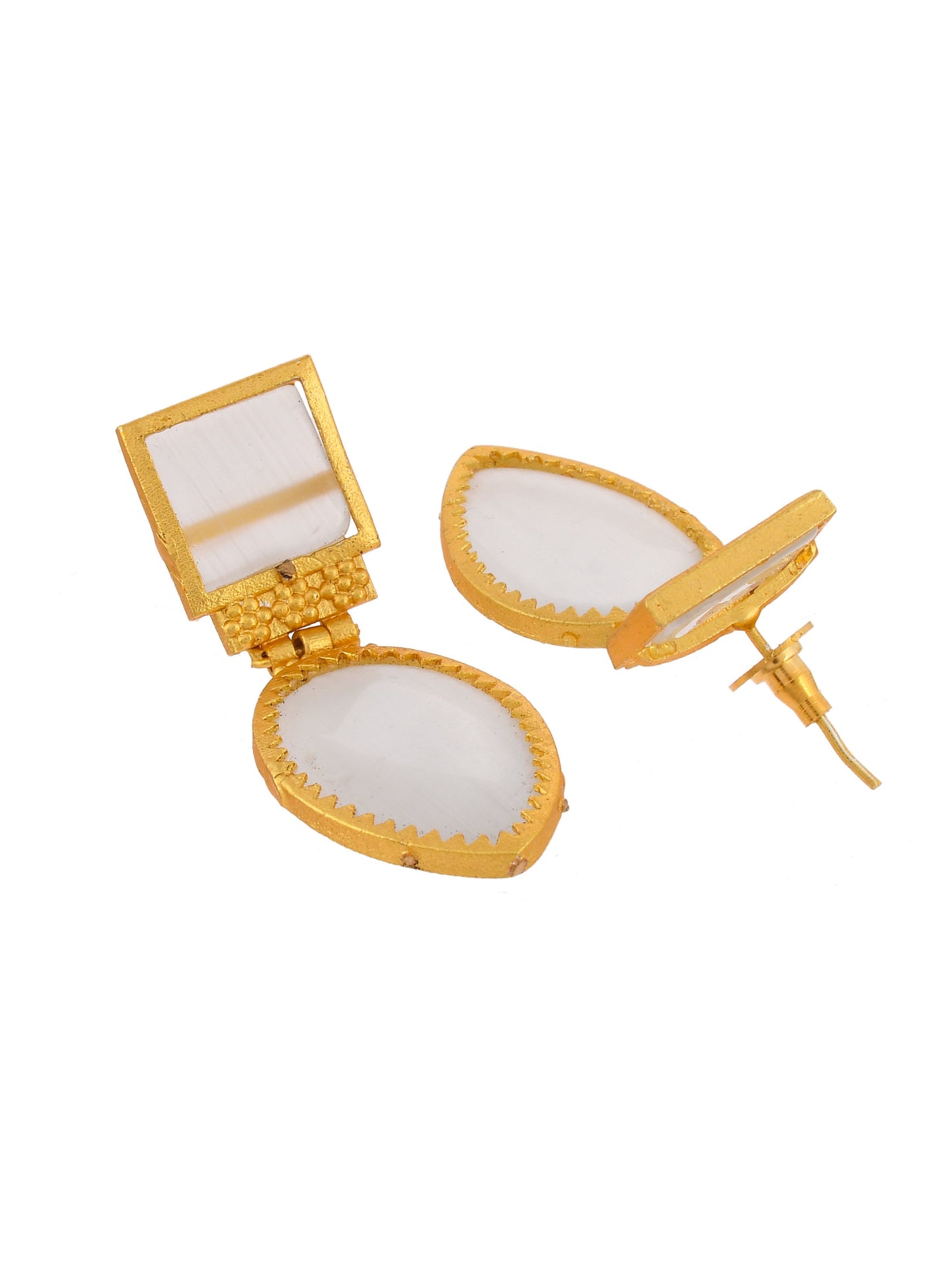 White Ethnic Drop Earrings