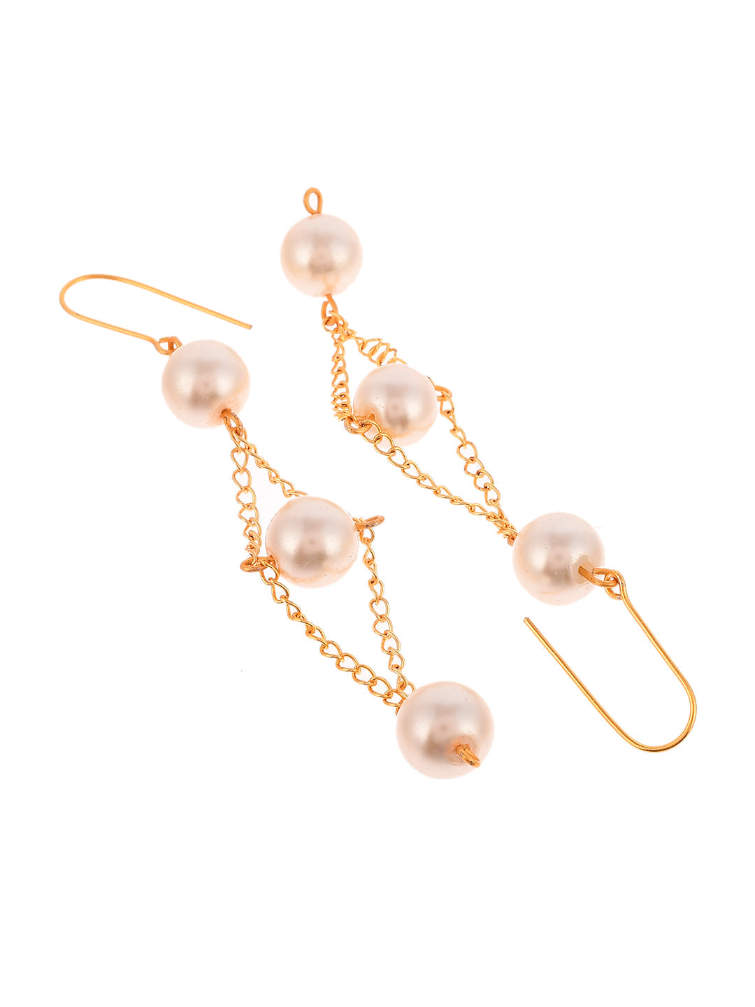 Gold Plated Pearl Drop Dangle Earrings