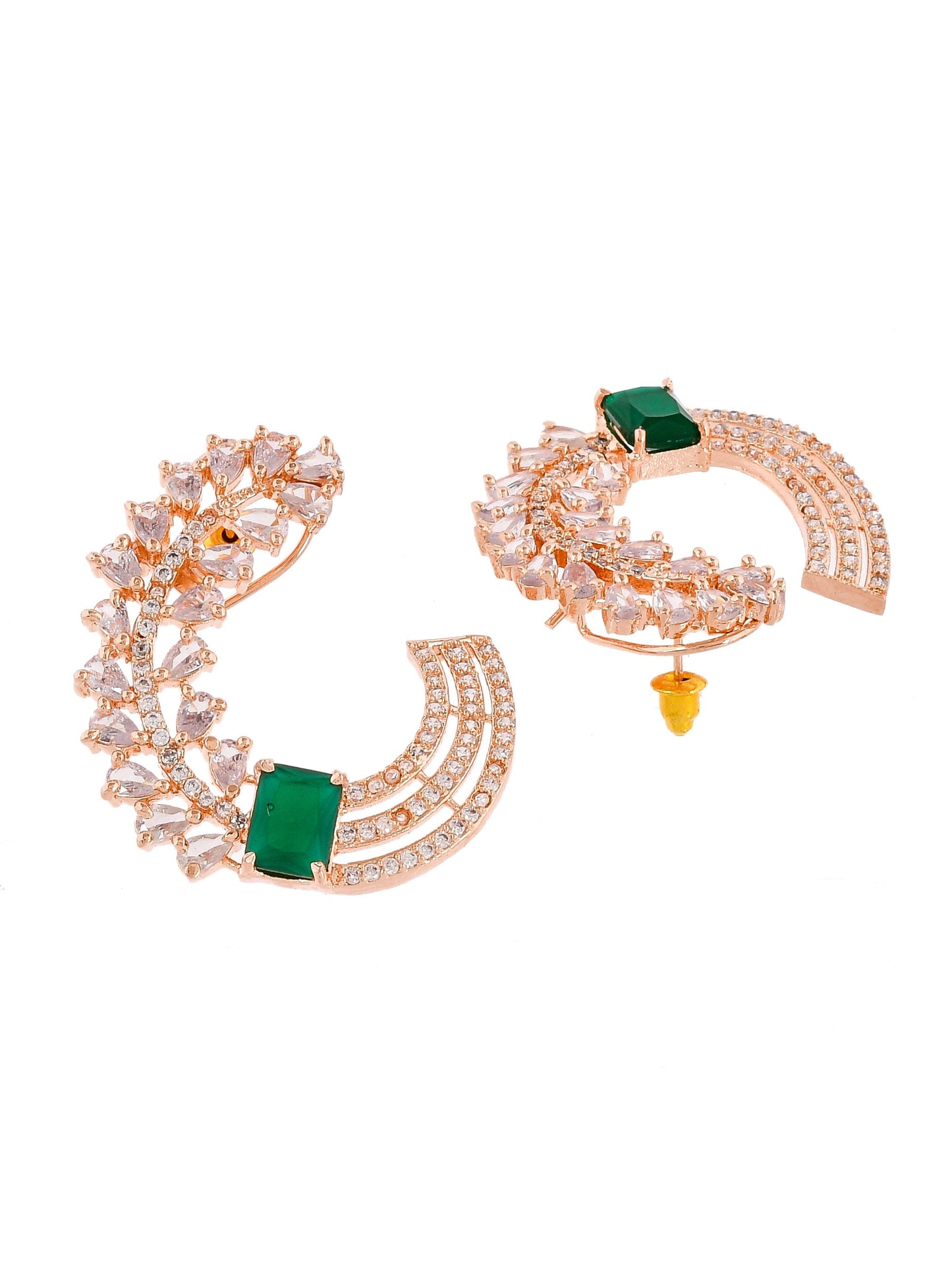 Rose Gold American Diamond Half Hoop Earrings