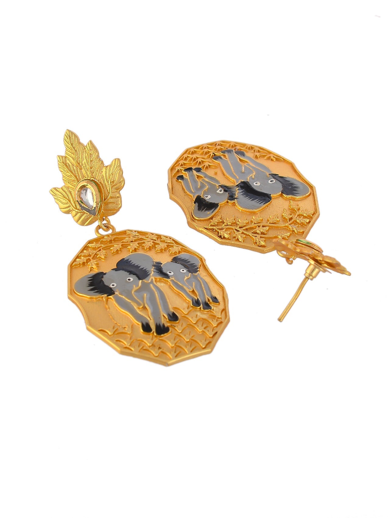 Gold Plated Hand Painted Ethnic Drop Earrings