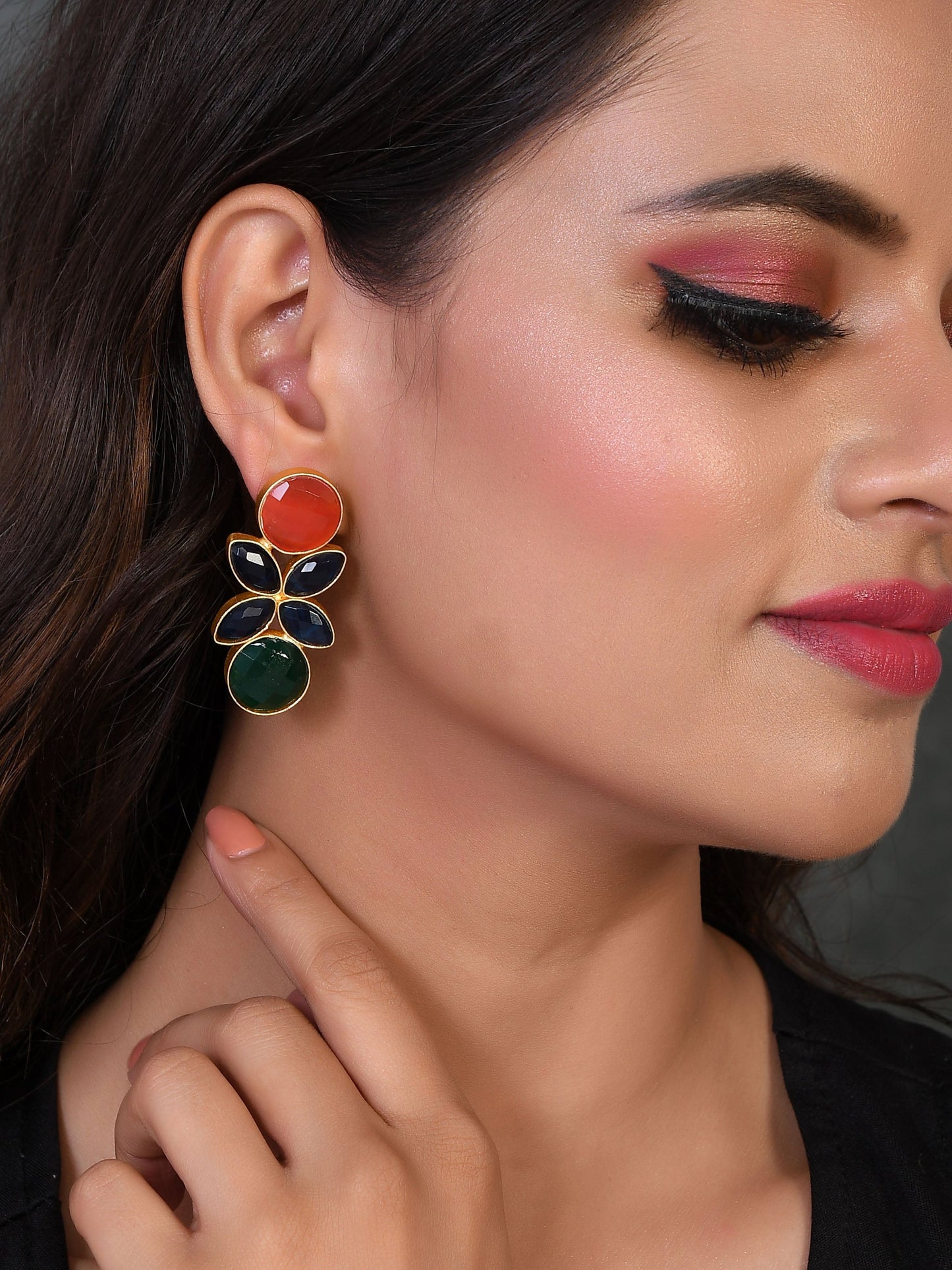 Gold Plated Unique Leaf Dangle Earrings