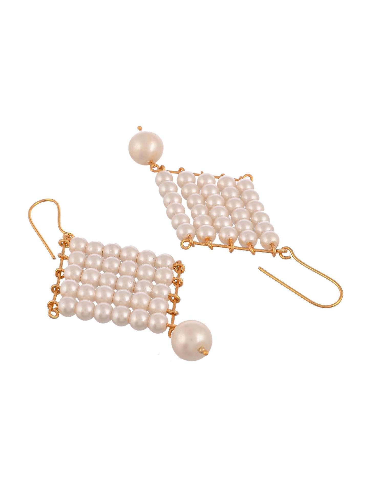 Gold Tone Pearl Dangle Western Earrings
