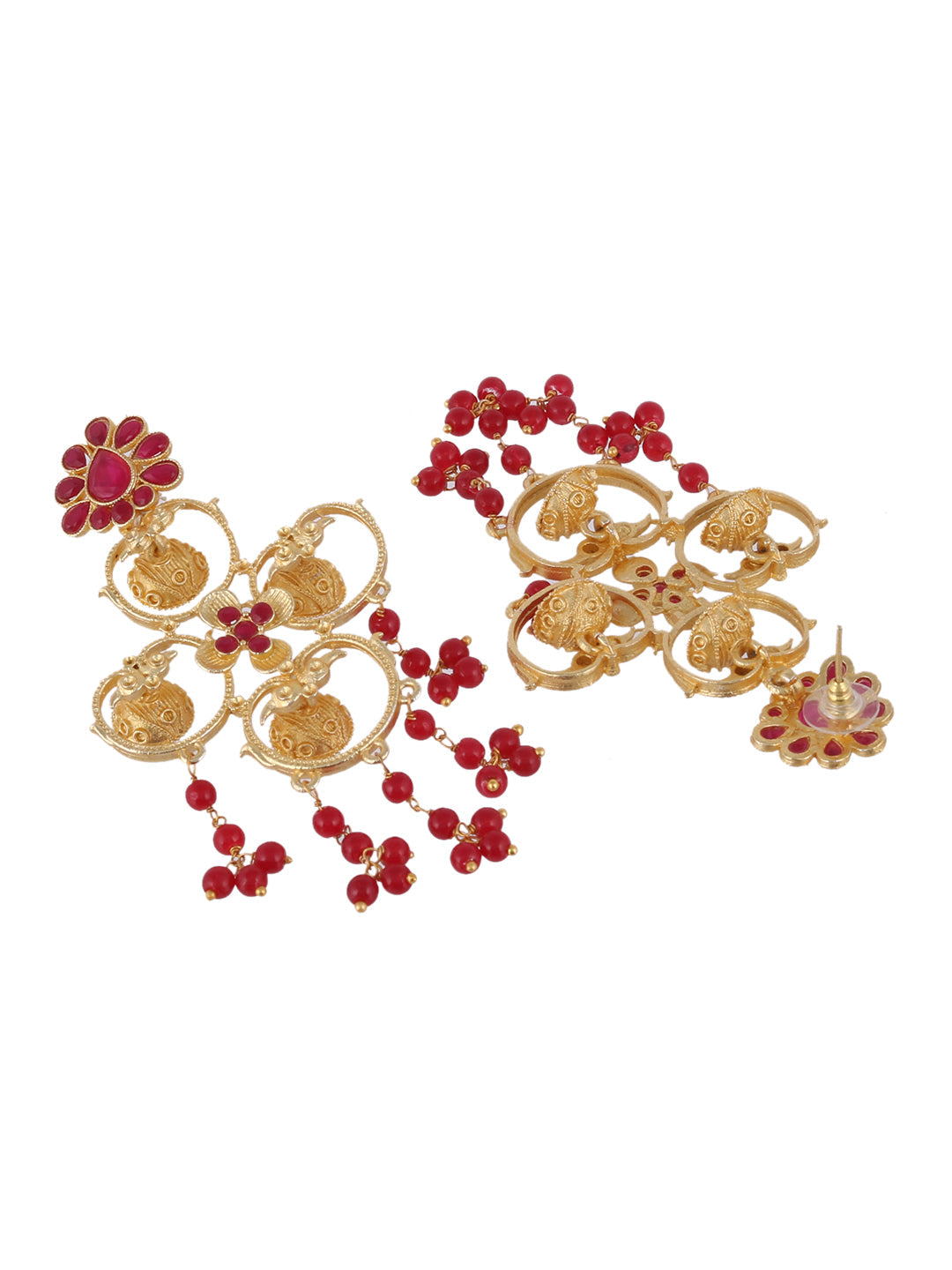 Gold Plated & Red Classic Drop Earrings