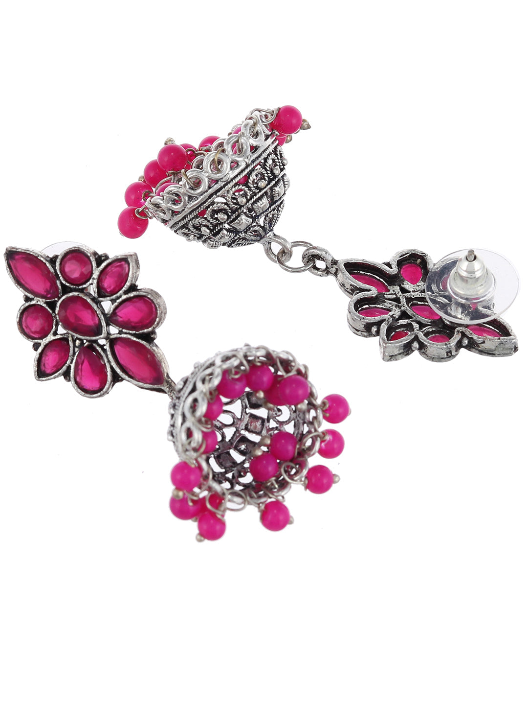 Pink Stone Jhumka Earrings For women