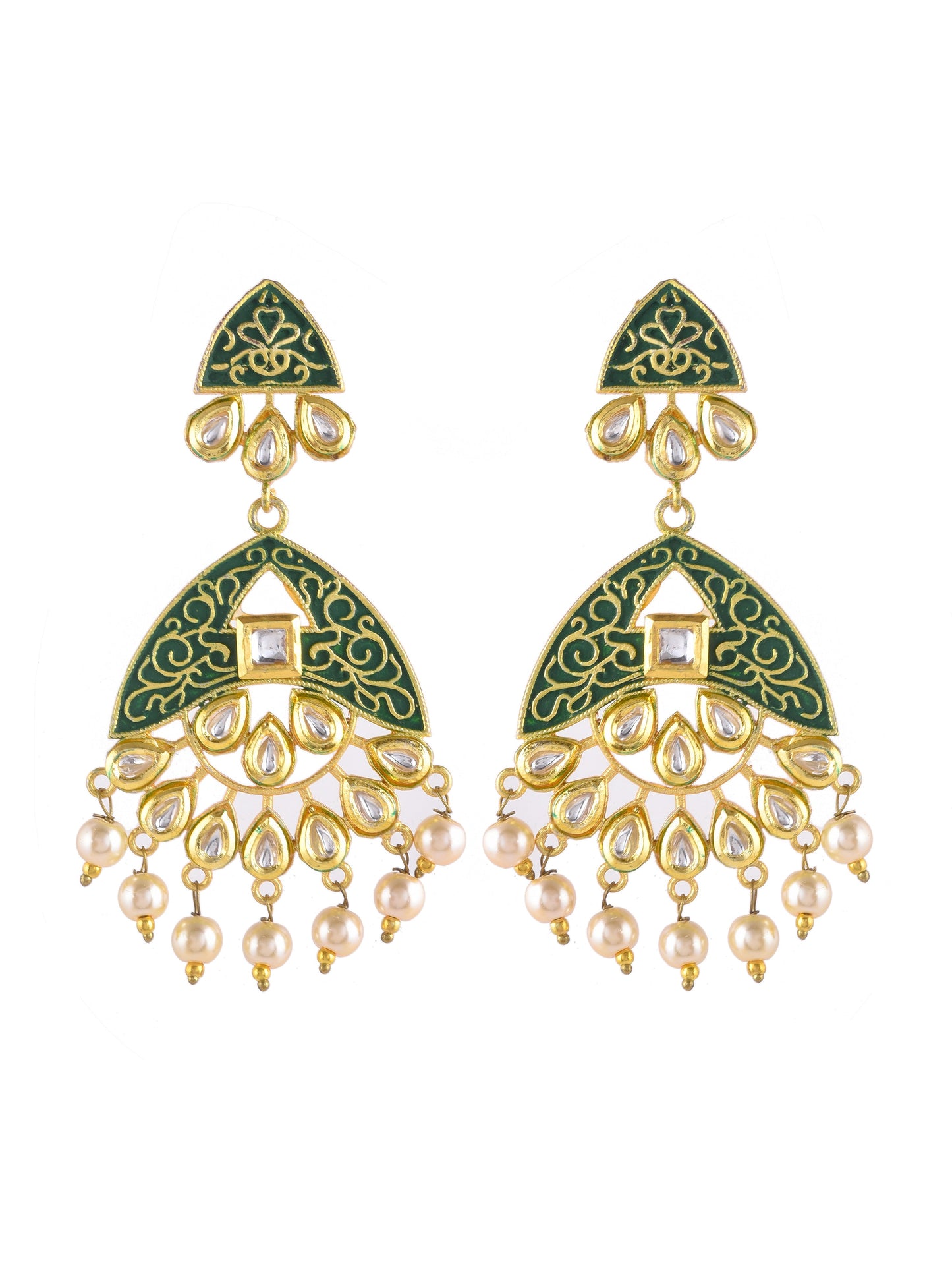 Enamelled Kundan Earrings for wedding outfit