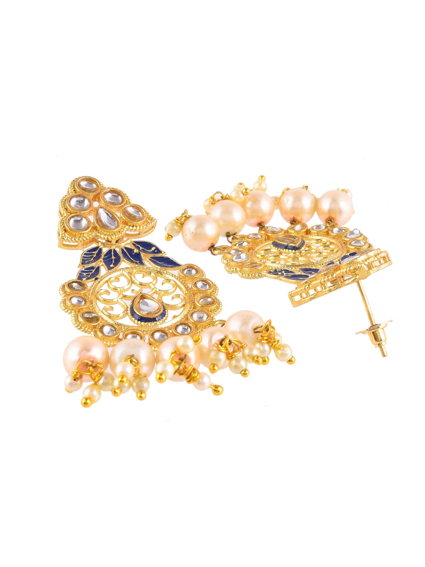 Chandbali Pearl Earrings for Wedding Outfit