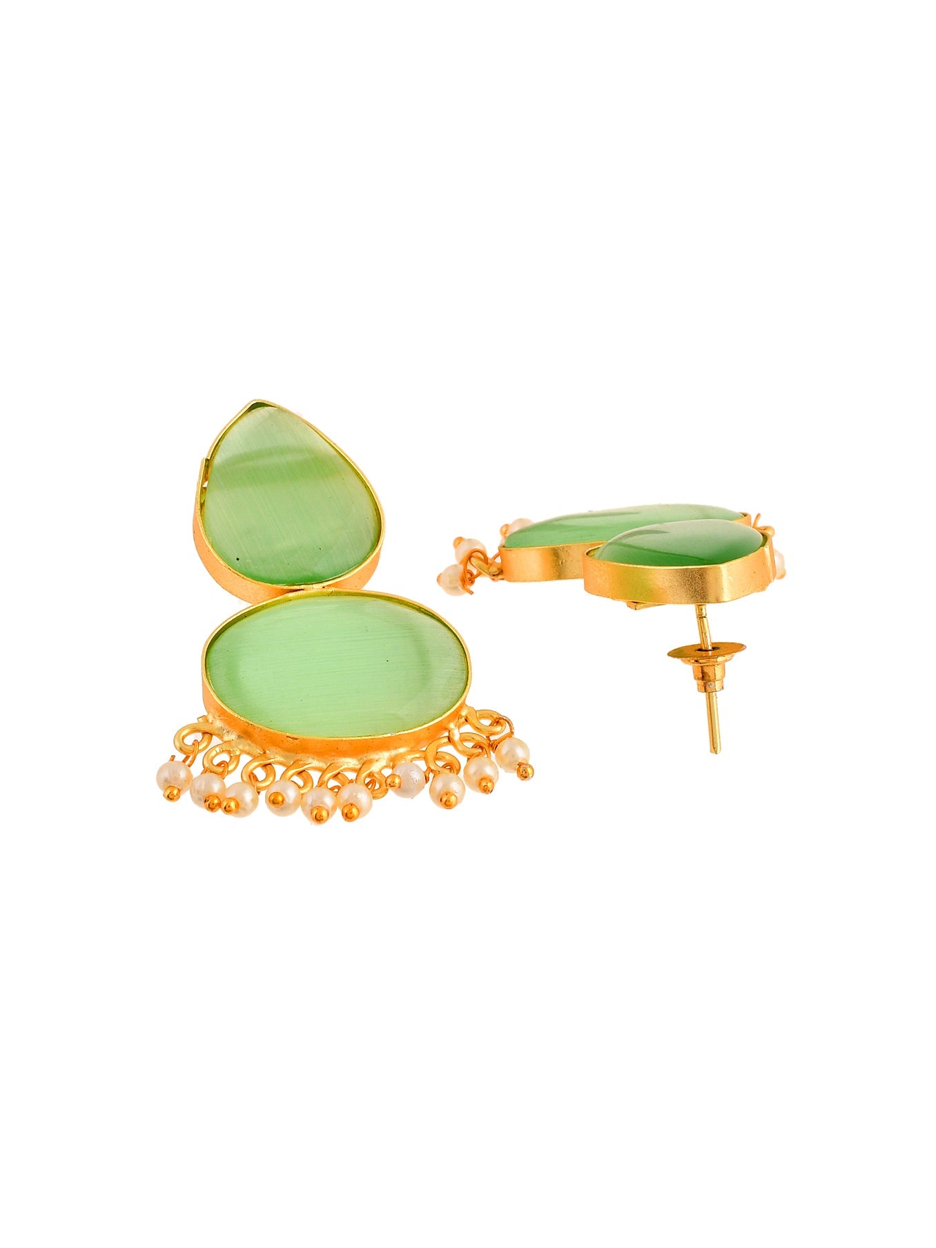 Green stone Kundan earrings for western outfit