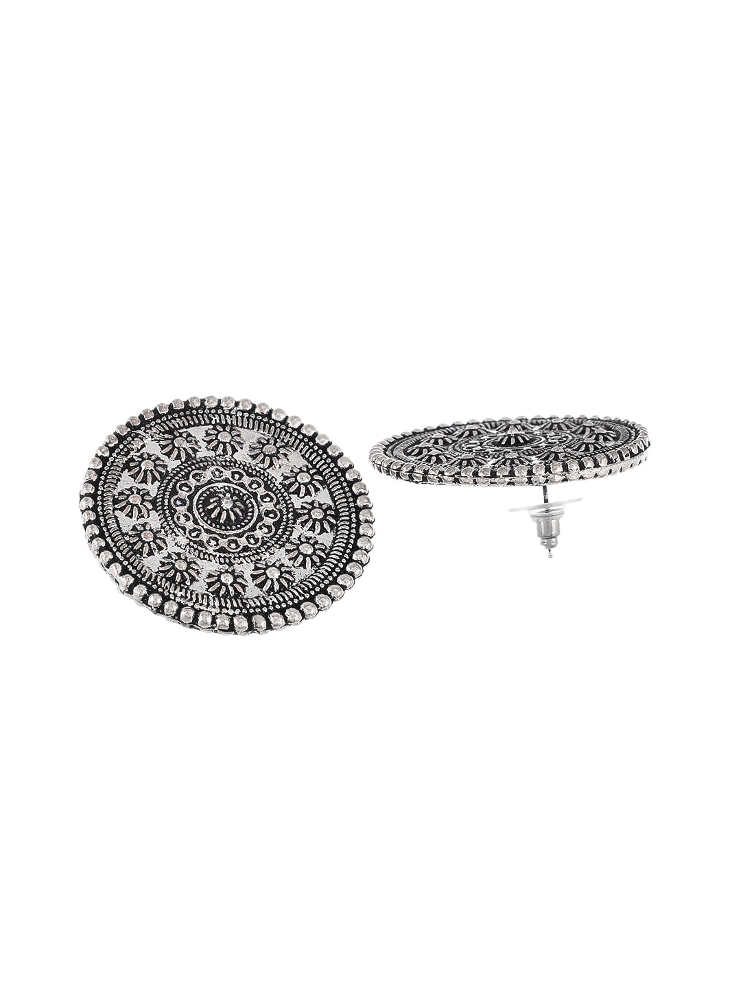 Disc Traditional Oxidised Stud Earrings