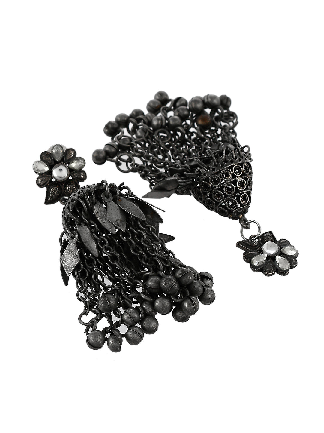 Oxidized Silver Afghani Jhumka Earrings For Women