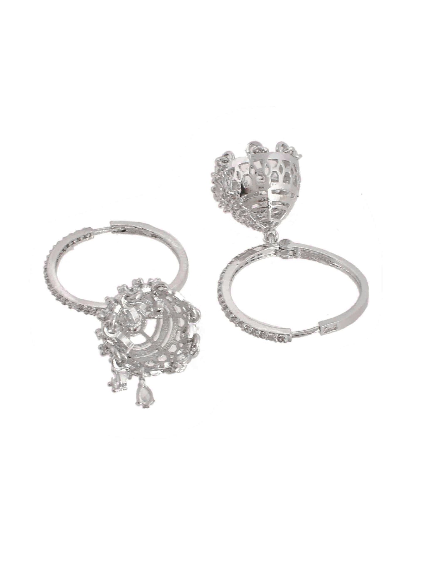 Silver Plated AD Jhumki classic Earrings