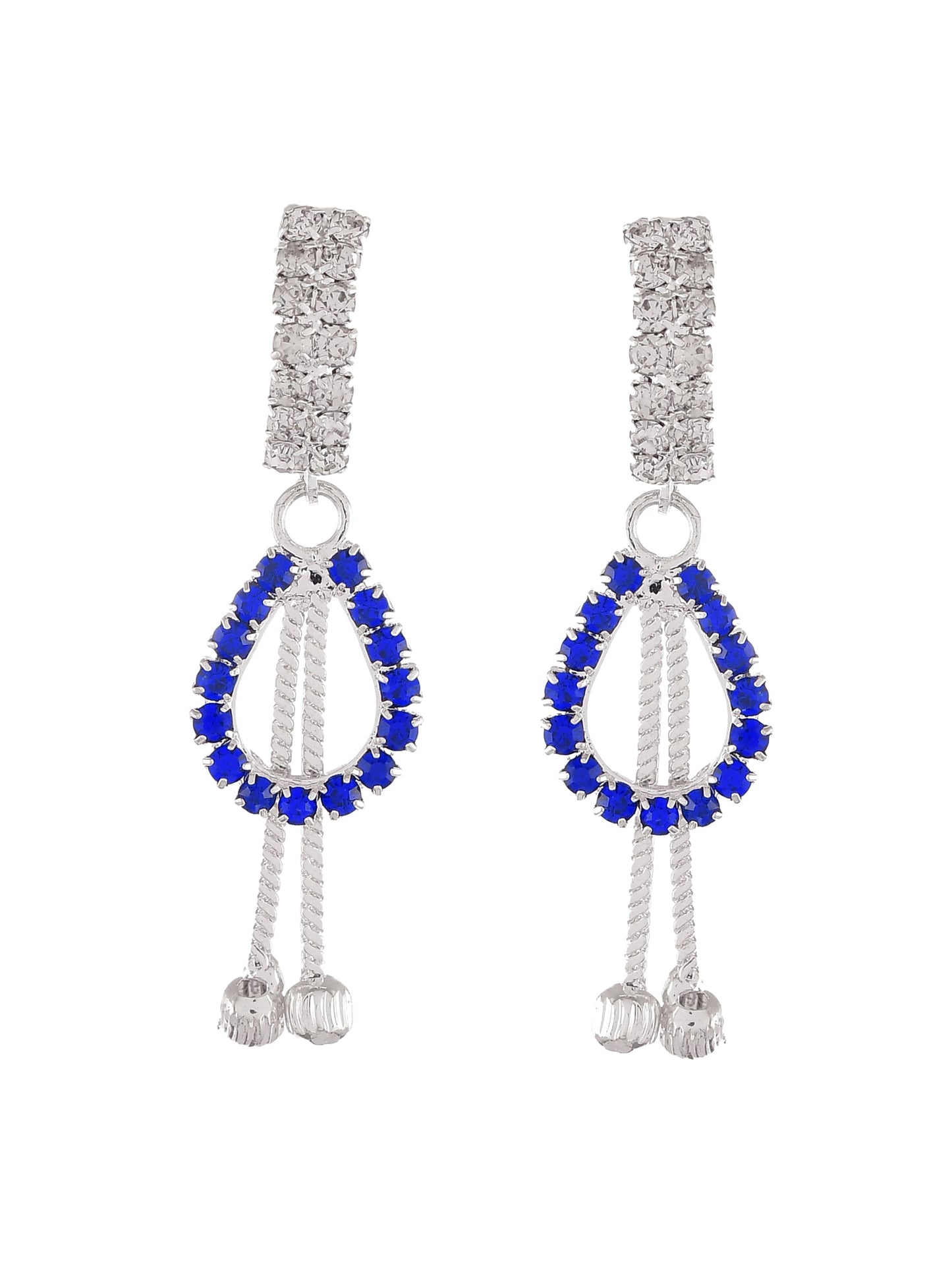 Silver Toned Multi Colored Beaded Tasseled hoop earrings