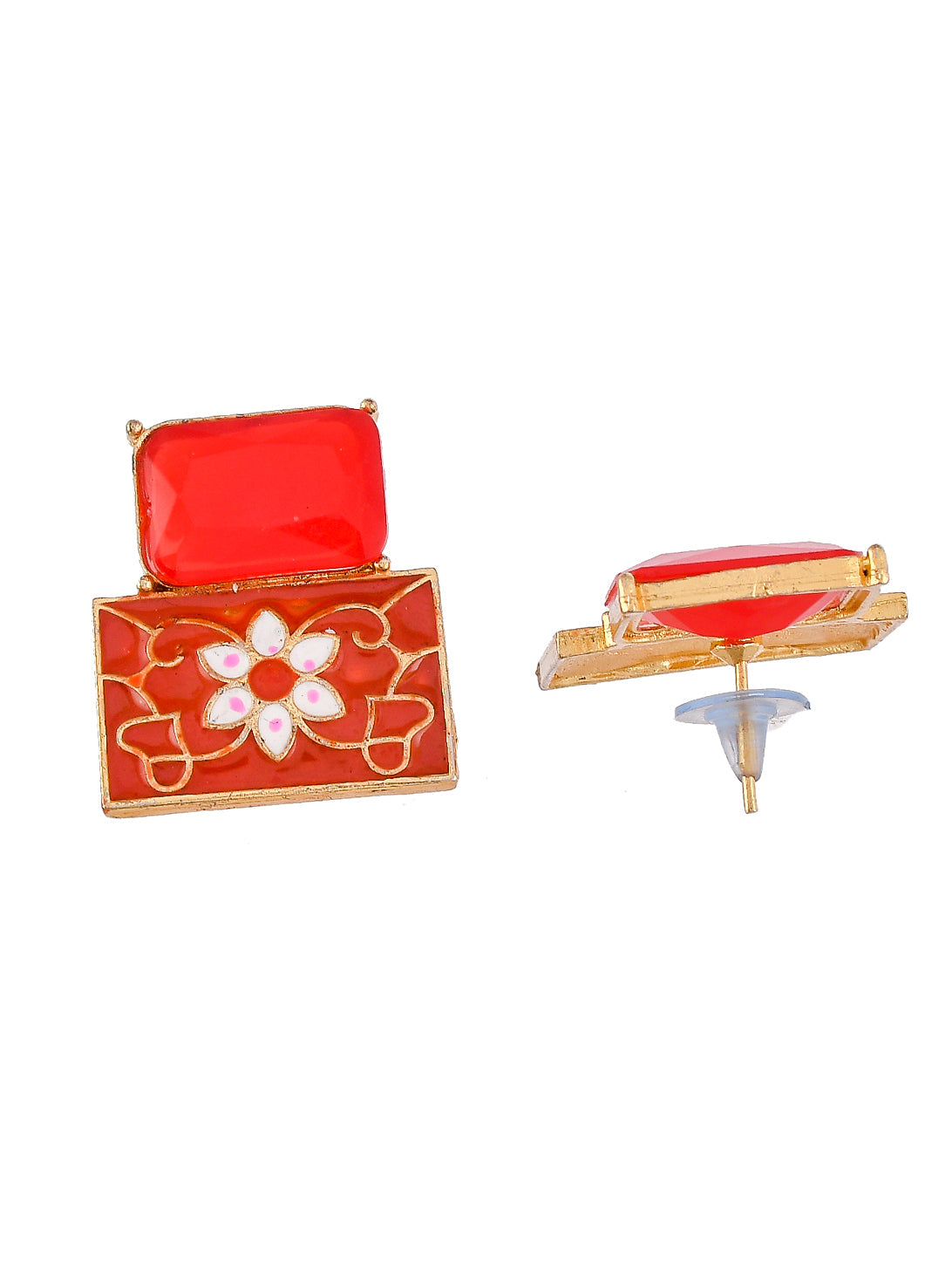 Square Meenakari Stud Earrings for western outfit