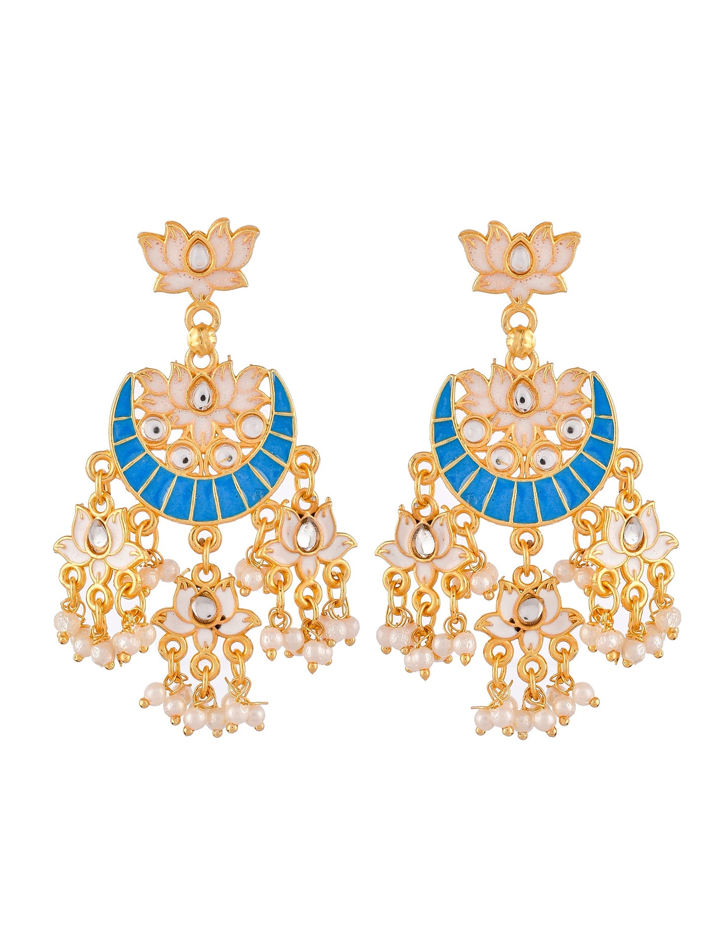 Gold plated traditional Sharavi chandabali Earrings