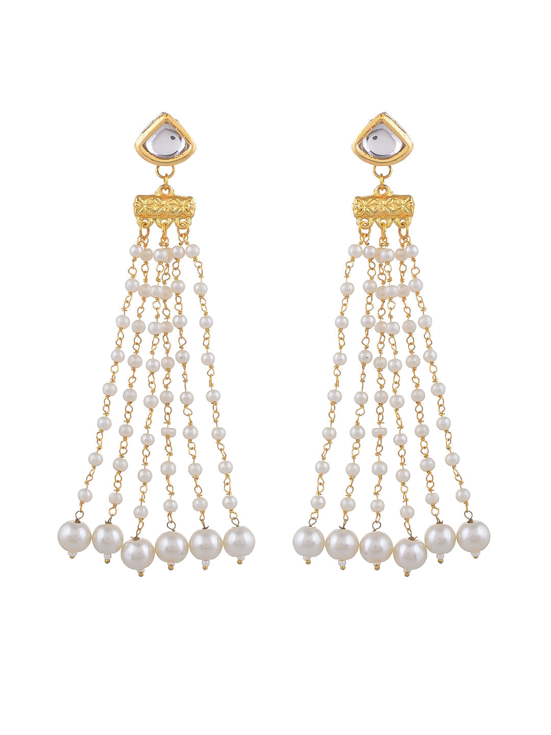 Gold and Pearl Chandelier Earrings For Women
