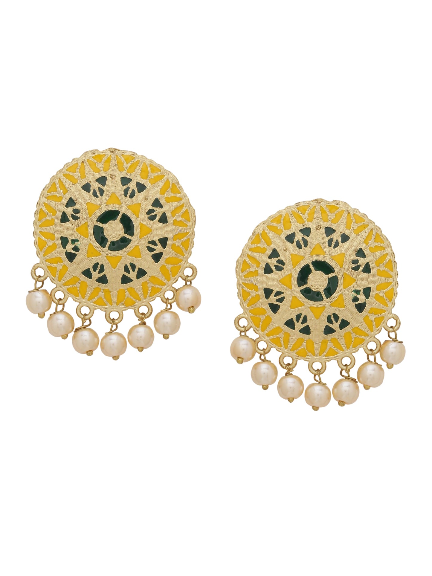 Pearl Stone Gold Stud Earrings For Women/girls