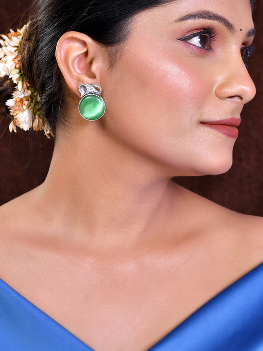 Elephant Earrings With Green Gemstones Ethnic Earring For Women