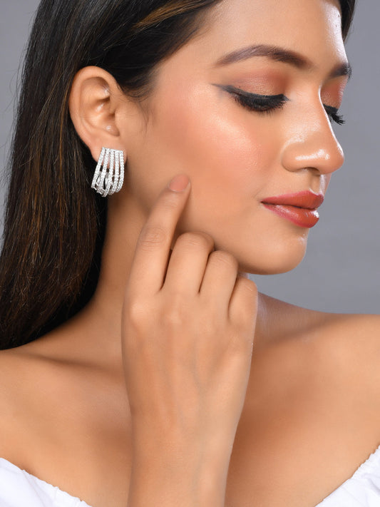 American Diamond Half Hoop Earring