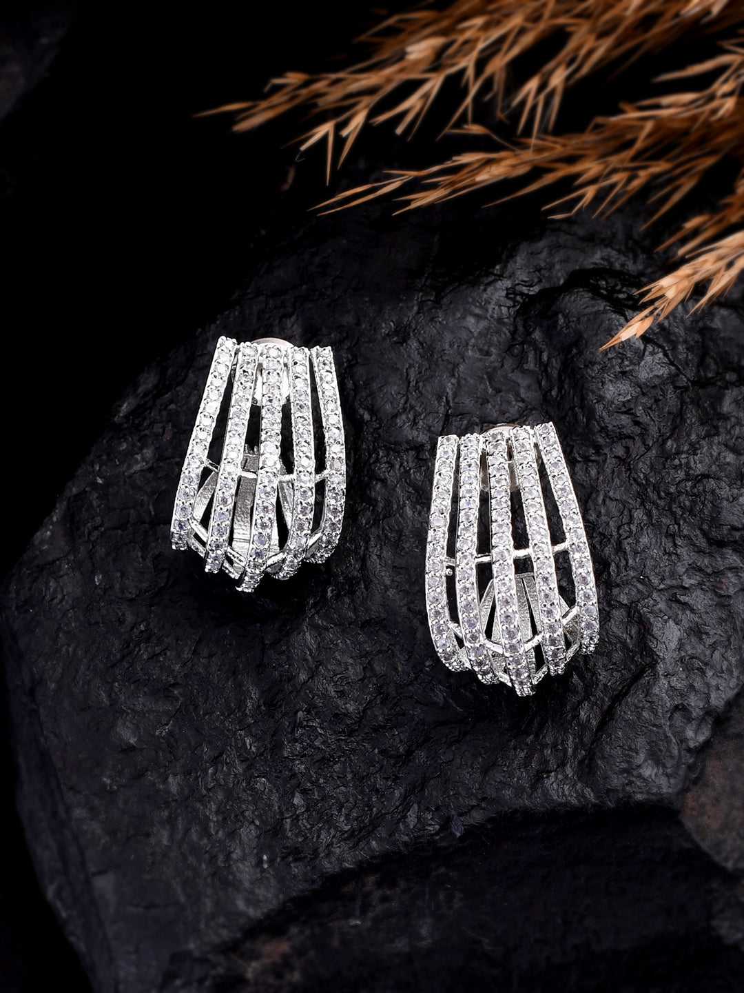 American Diamond Half Hoop Earring