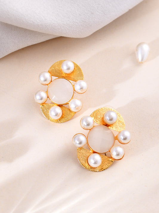 gold plated pearl drop earring