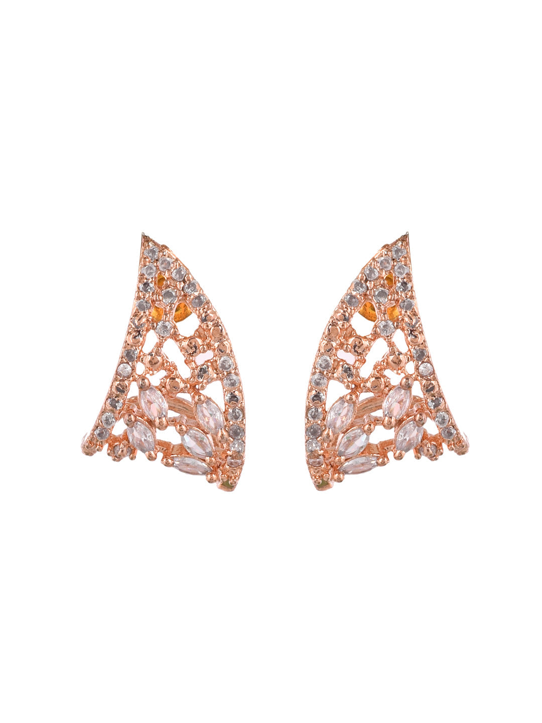 Rose gold plated stud American diamond earring