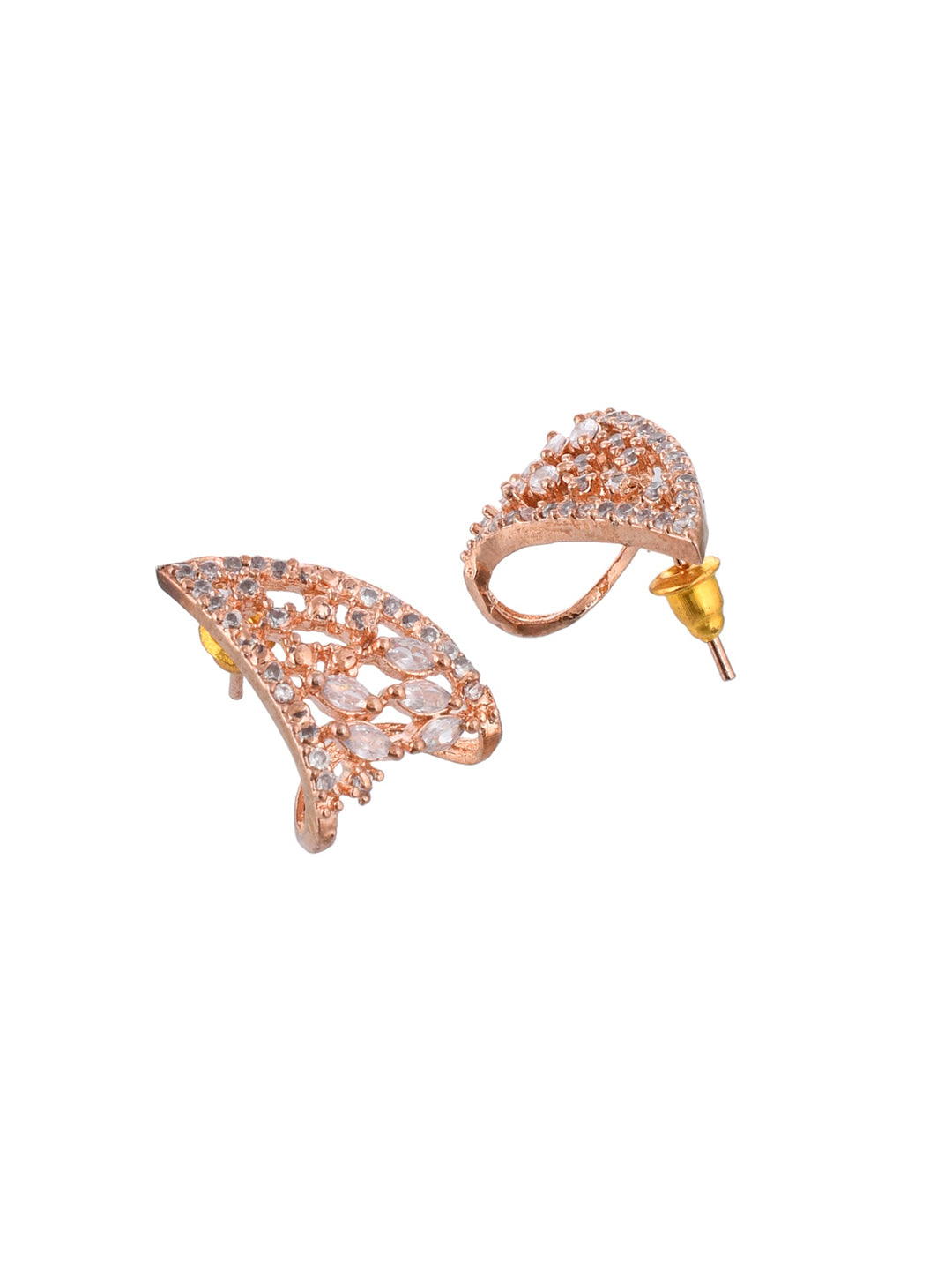 Rose gold plated stud American diamond earring