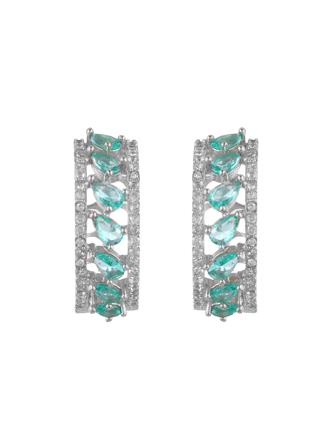 Silver Plated AD Hoop Earring For Women