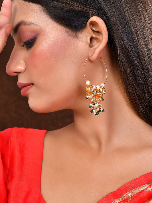 Traditional Gold Plated Kundan Hoop/ Chandbali Earring For Women