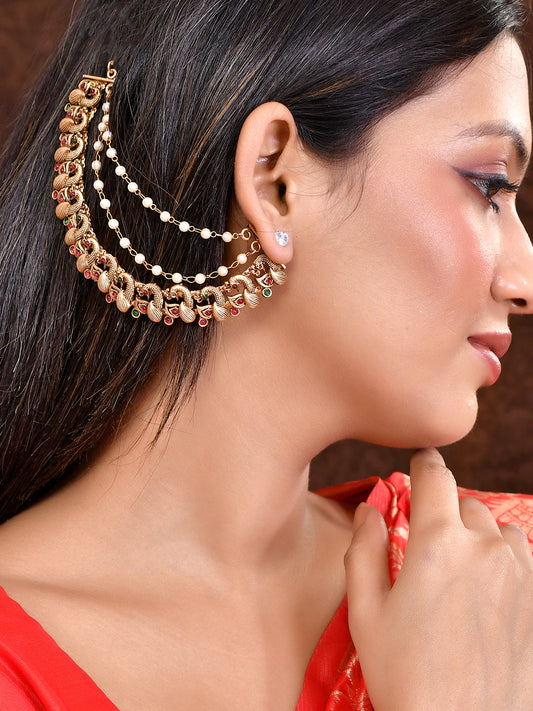 Traditional Gold Plated Ear Cuff For Women Bridal Ethnic Jewellery