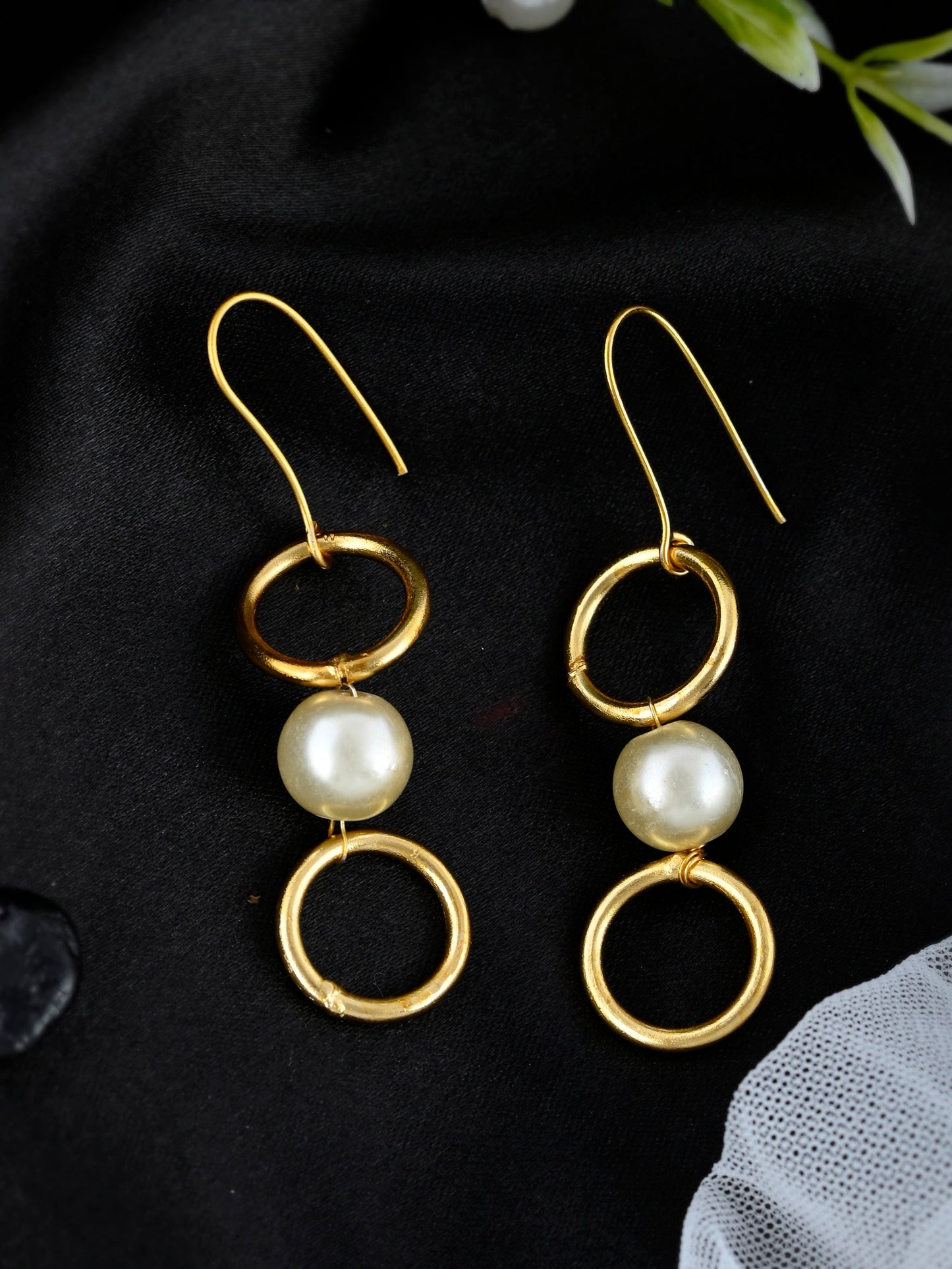 Gold Plated Pearl Bead Drop Earring