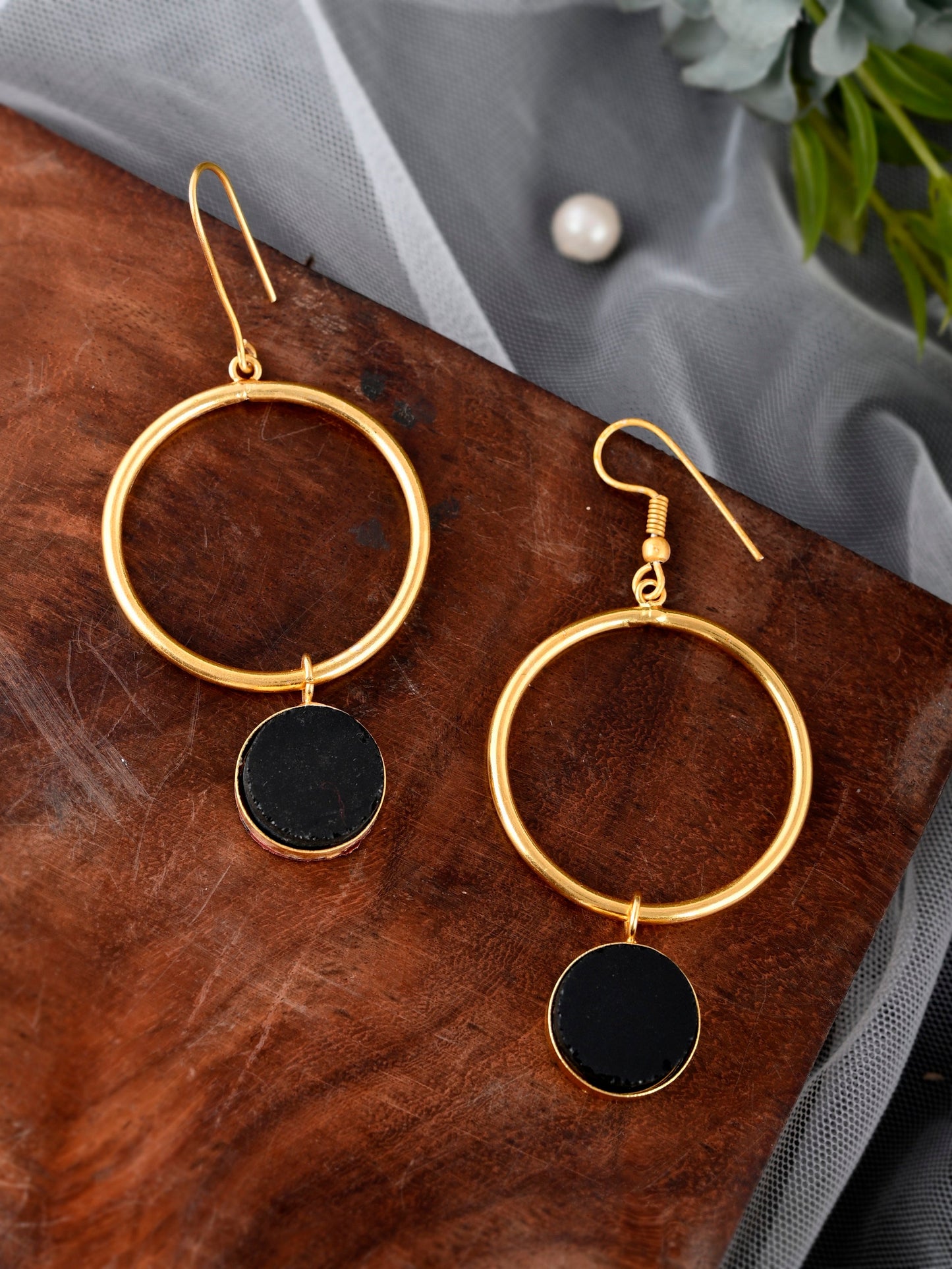 Gold Plated Circular Drop Earring