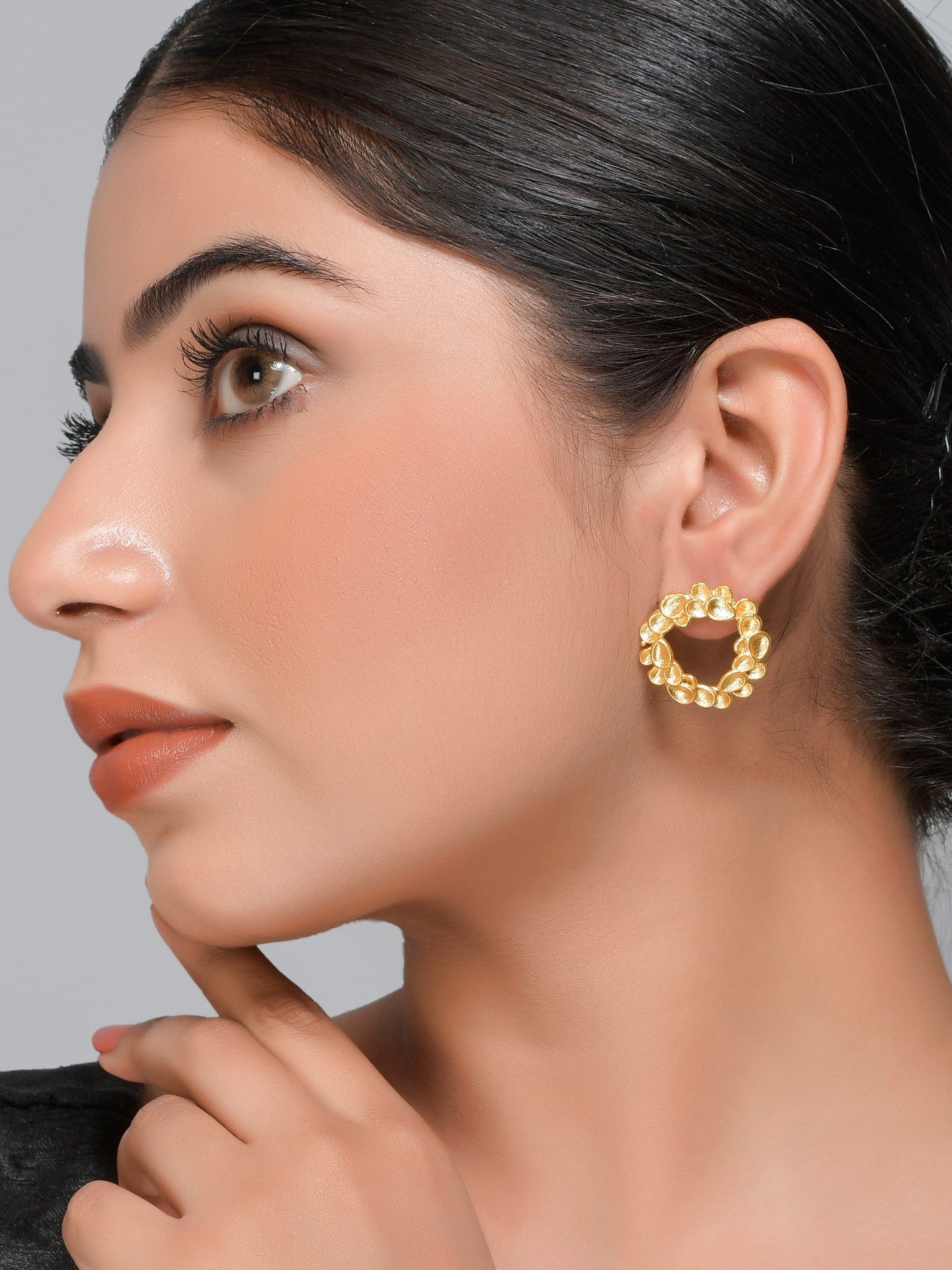 Gold plated designer circular Earrings for western outfit