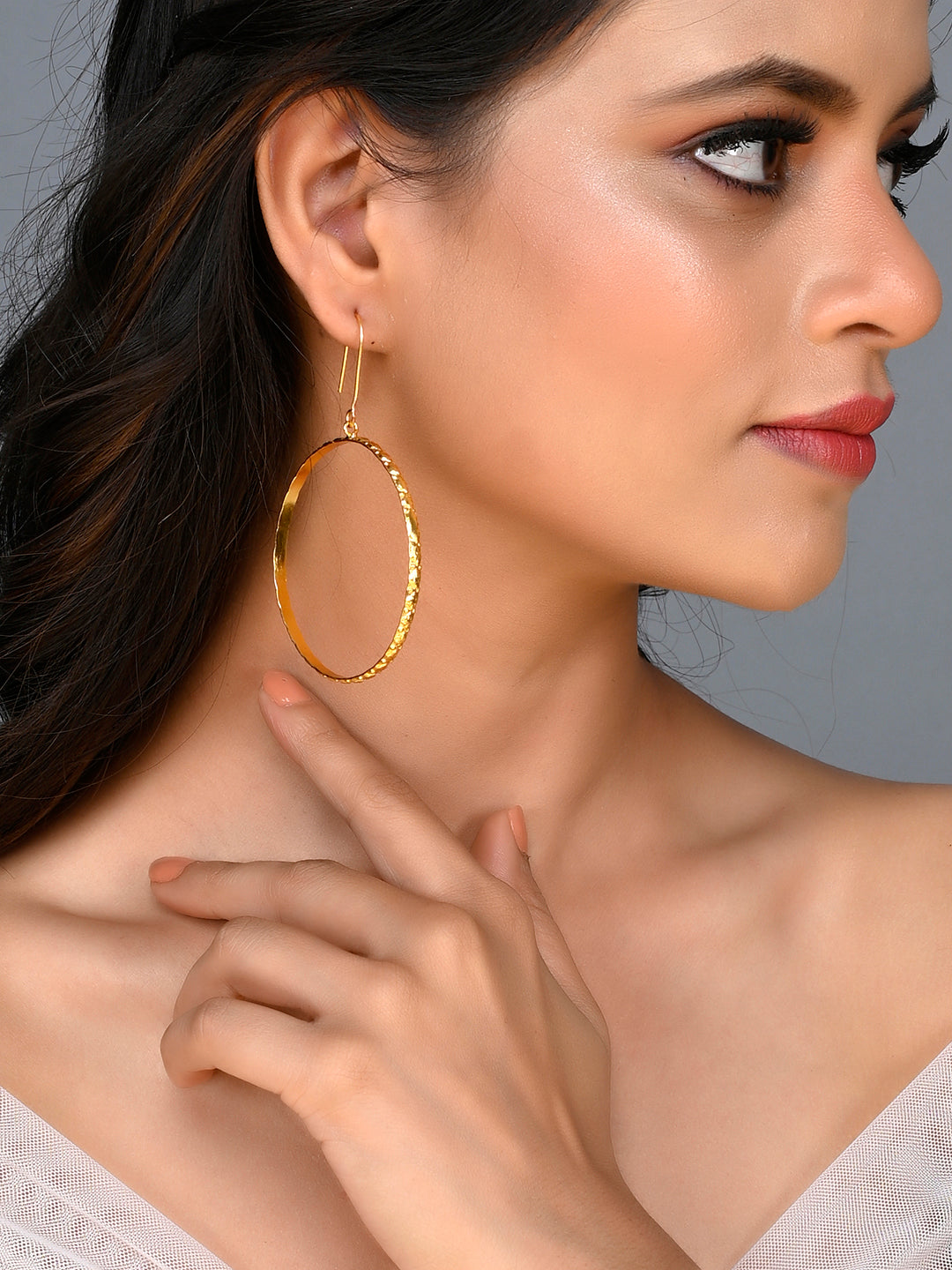 Gold Plated classic hoop earrings for western outfit