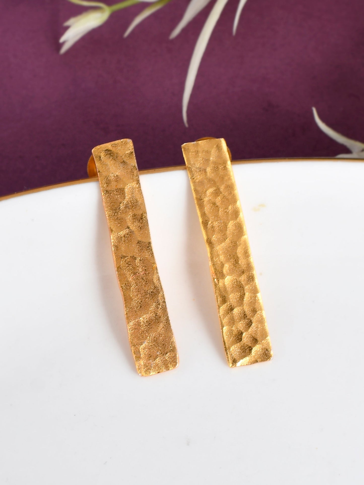 Gold plated Hammered Brass Earrings for western Outfit