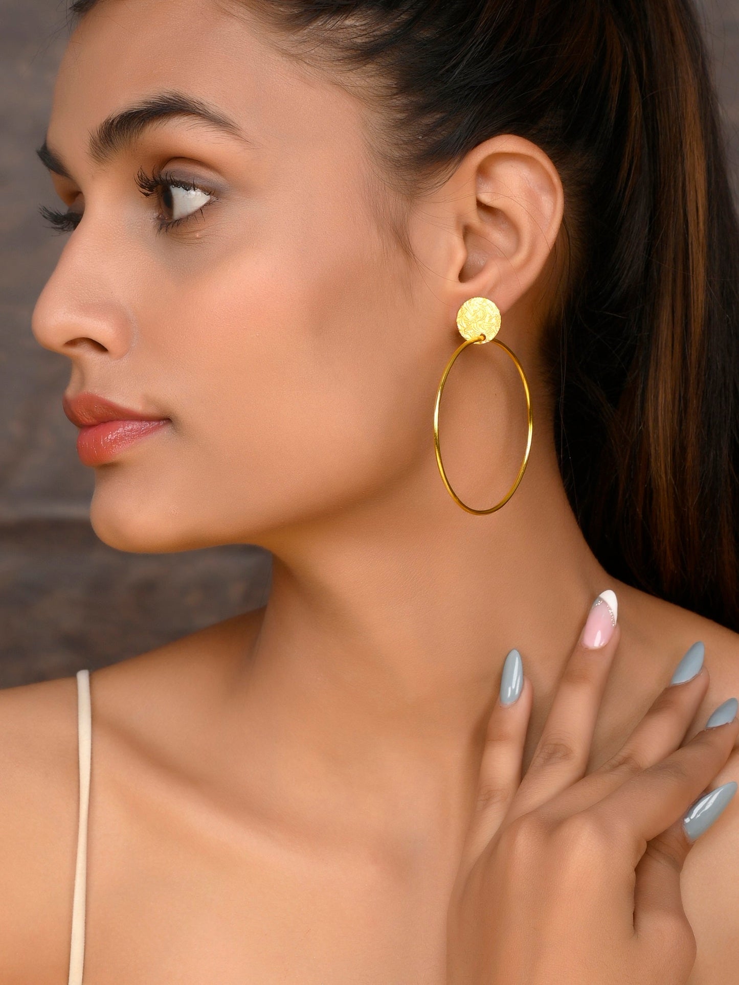 Gold Plated Circular Western Drop Earrings
