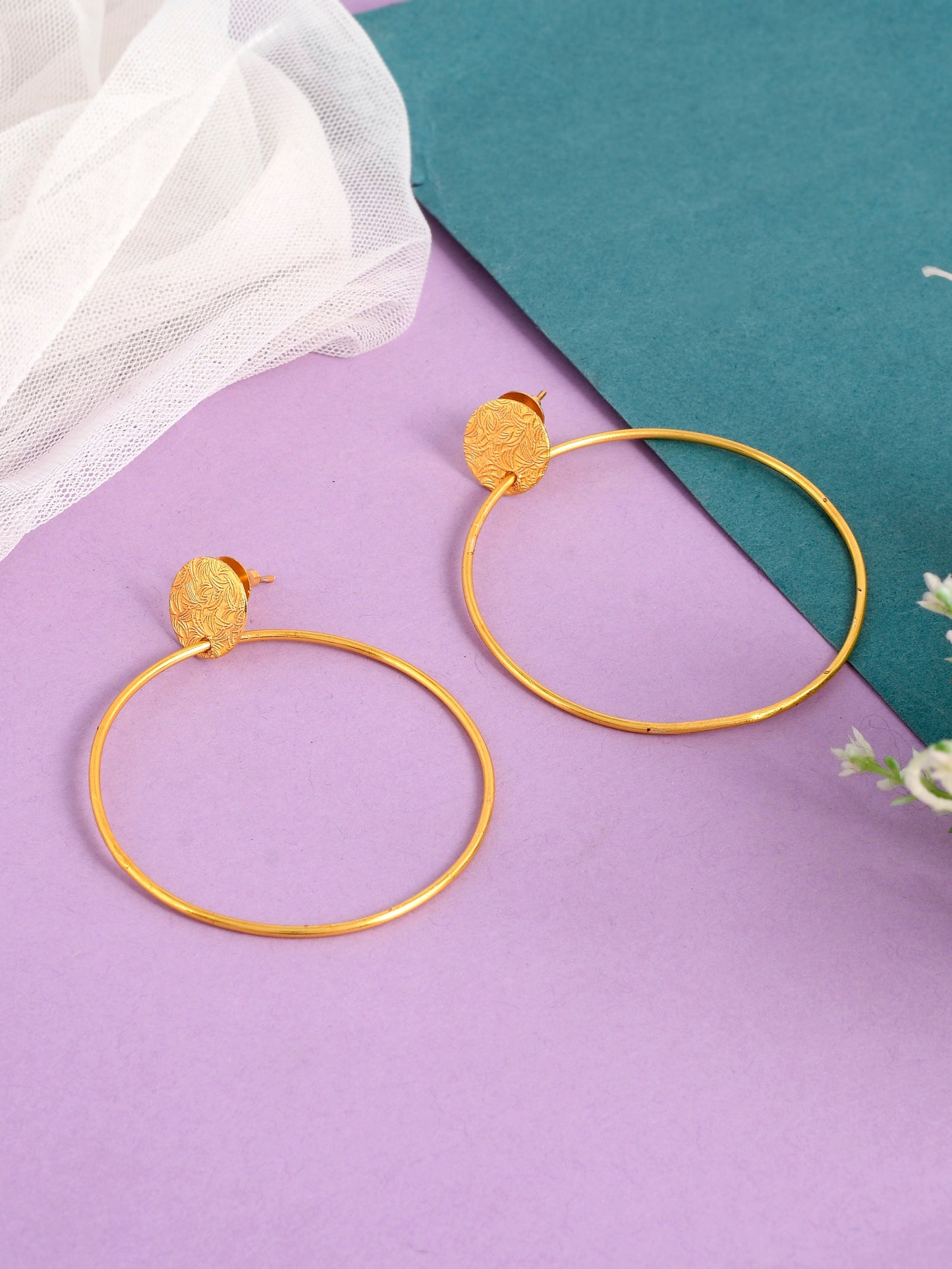 Gold Plated Circular Western Drop Earrings