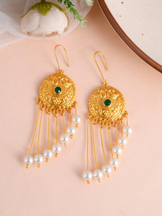 Gold Plated Long Dangle Earrings