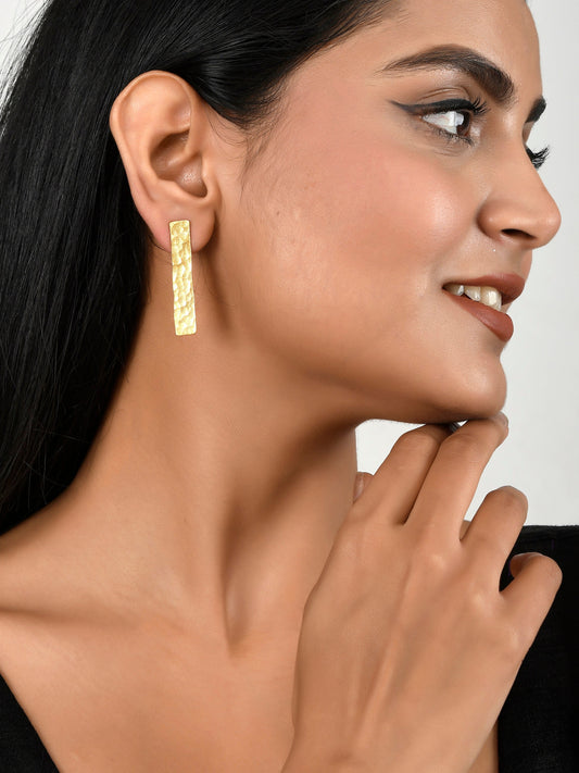 Gold plated Hammered Brass Earrings for western Outfit