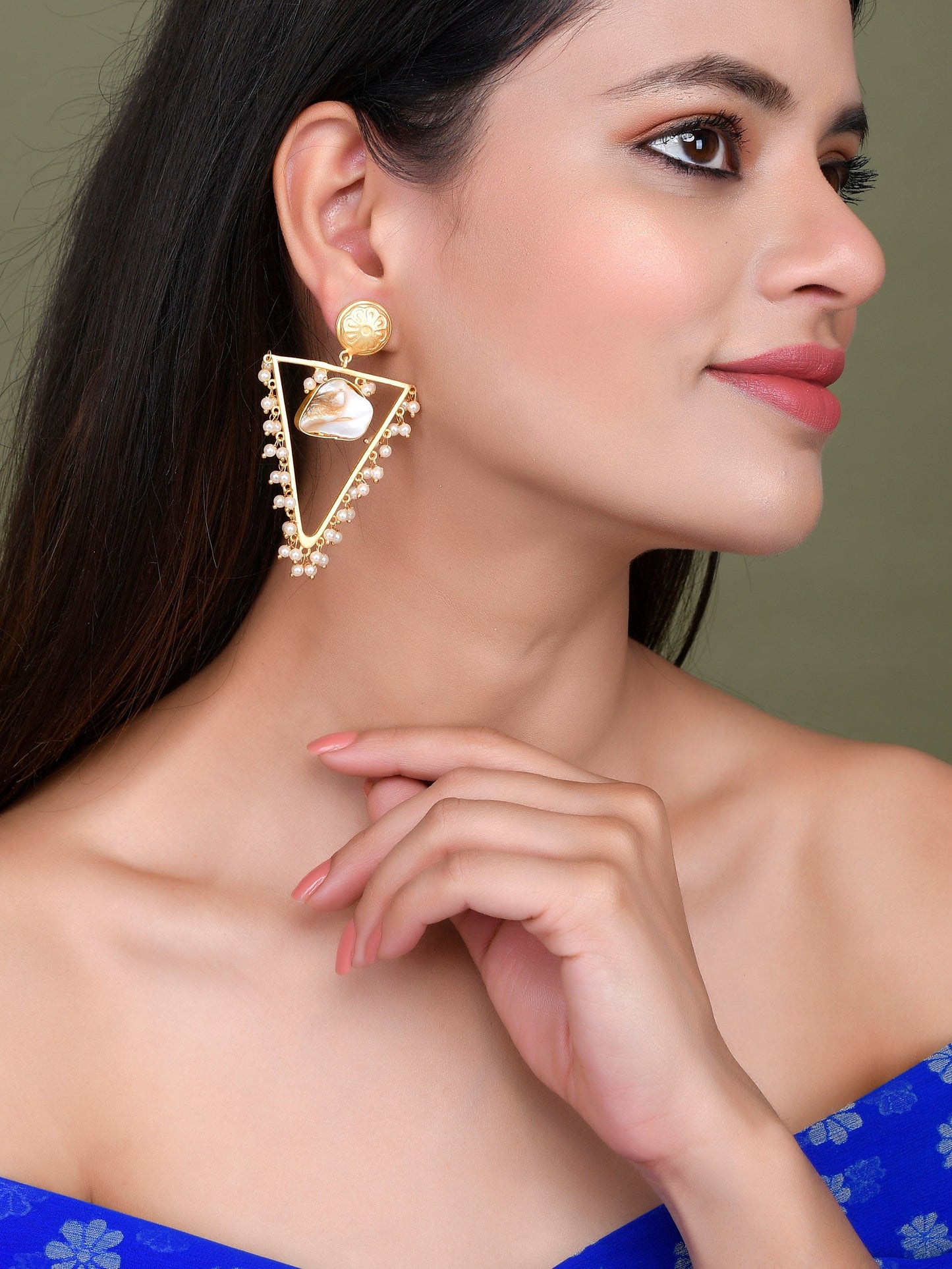 Gold Plated Handcrafted Pearl Earrings for women