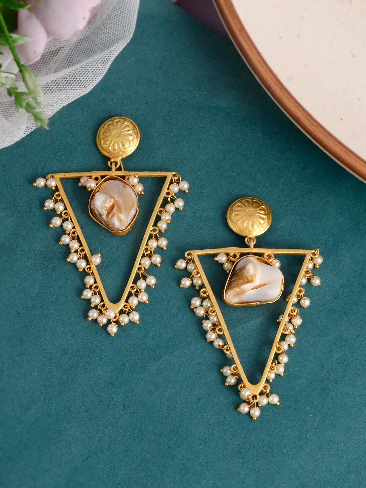 Gold Plated Handcrafted Pearl Earrings for women
