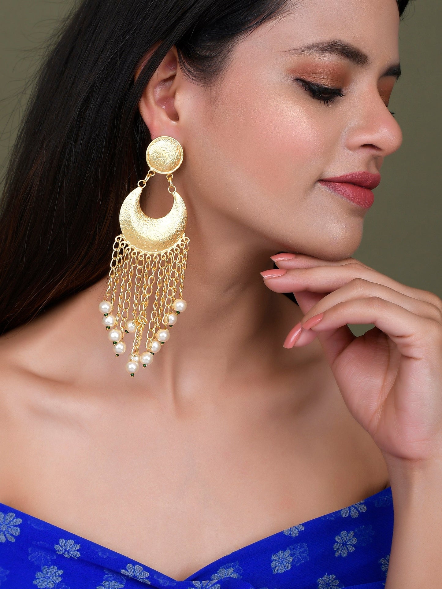 Gold Filigree Handcrafted Long Dangle Earrings