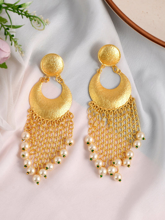 Gold Filigree Handcrafted Long Dangle Earrings