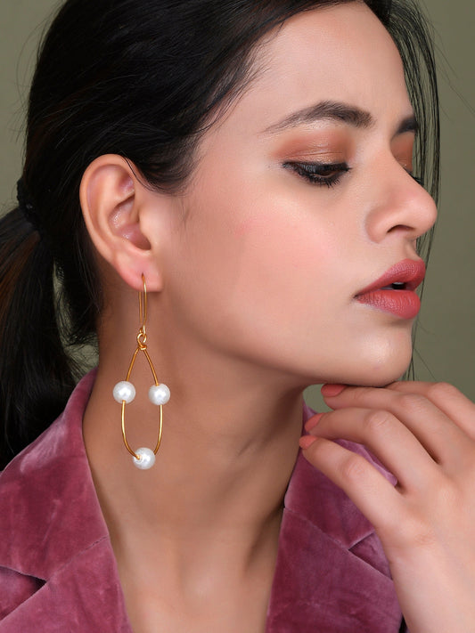 Gold Pearl Dangler Earrings For girls