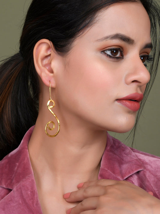 Gold-Plated Contemporary Drop Earrings for western Outfit