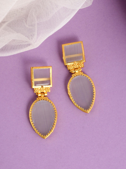 White Ethnic Drop Earrings