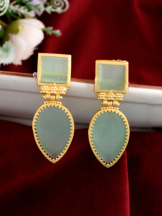 Green Ethnic Drop Earrings