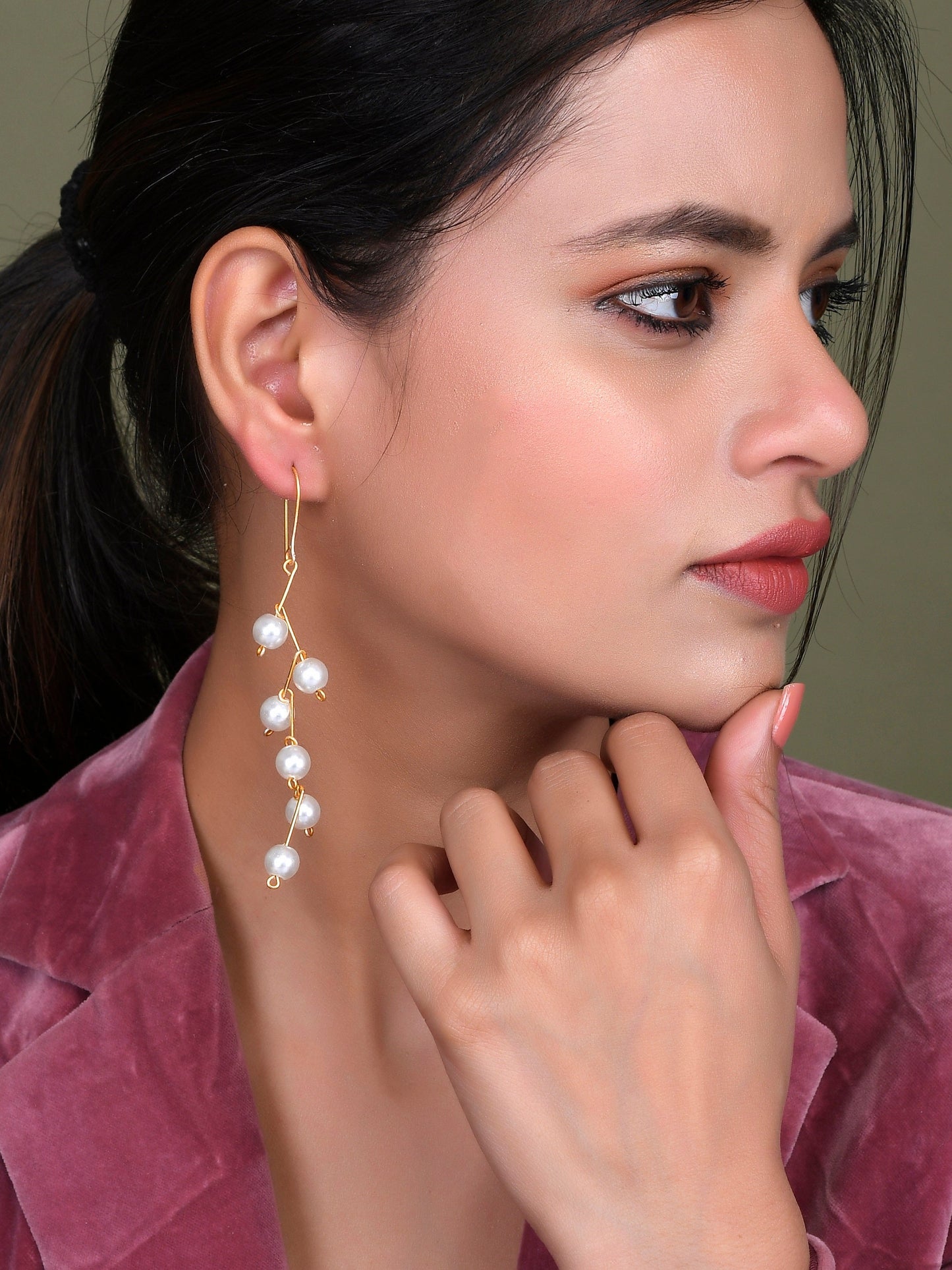 Gold Pearl Drop Earring For girls